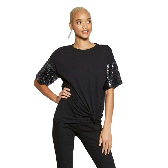 wild fable Tops - Wild fable Colorful Sequence sleeve‎ tee